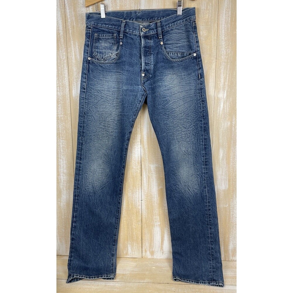 Vintage Y2K E-Play Men's Blue Denim Jeans Sz 34 Button-Fly Made In Italy *Read